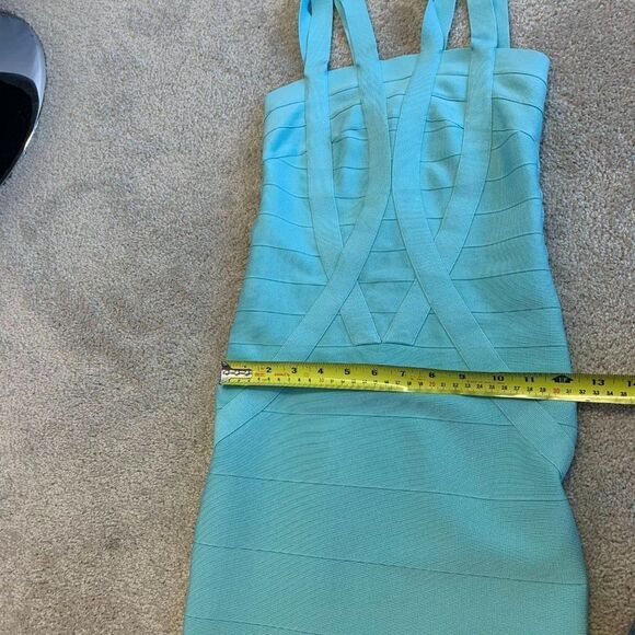 Bebe Ice Blue Bandage mini bodycon Dress Sz XS - Picture 8 of 10